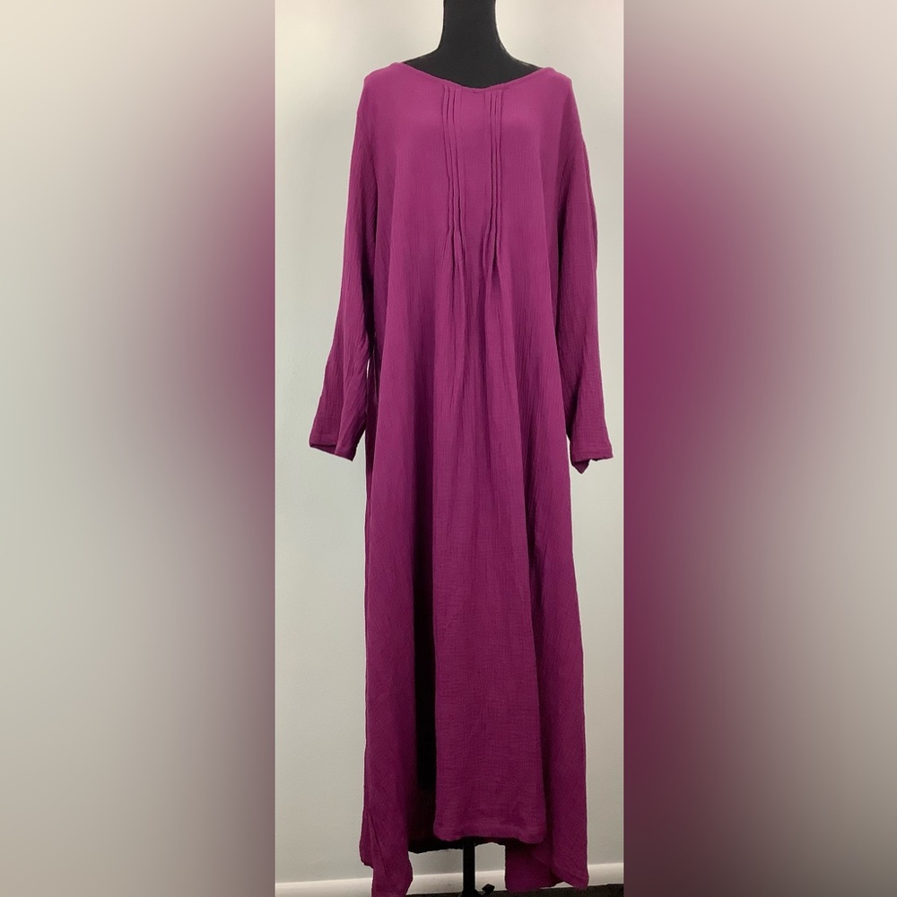 NEW Cotton Oversized caftgan Dress eggplant purple LARGE - Picture 3 of 12